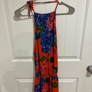 Show Me Your MuMu Orange Floral Dress Size M EUC Vacation Beach Summer Halter